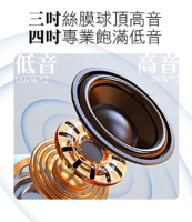 G&M BSJ38 卡拉OK專業書桌型喇叭 在家也能唱出錄音室等級音質！ 這款專業卡拉OK喇叭，結合 3 吋絲膜高音 + 4 吋飽滿低音，聲音清晰又有力。 採用 AAA高密度木質箱體，一體成型、穩固抗震，音質更純、更厚實。 內建 100W+100W超大功率，搭配純銅鍍金接線柱，傳輸穩定、音色更細膩。 不論唱歌、追劇還是聽音樂，都能享受臨場感滿分的震撼聲效！ 台灣製造、品質保證，一年保固，讓你安心開唱！