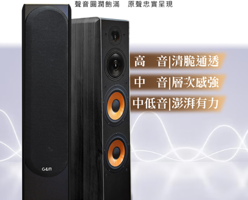G&M FSJ128卡拉OK專業落地型喇叭 唱出專業級臨場感，就靠它！ 搭載 200W+200W 強勁功率，三音路四單體設計，讓每個音符都穩定又動聽。 採用 8 吋橡皮邊PP盆，低音渾厚紮實、彈性十足不失真， 再加上 鍍鈦色膜單體與高效200磁設計，音色飽滿細膩，層次更立體。 外觀更講究——圓角弧形箱體＋典雅木紋質感，高貴又時尚。 台灣製造、品質保證，一年保固，讓你盡情開唱不設限！