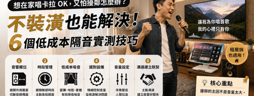 想在家唱卡拉OK,又怕擾鄰怎麼辦?不裝潢也能解決!6個低成本隔音實測技巧